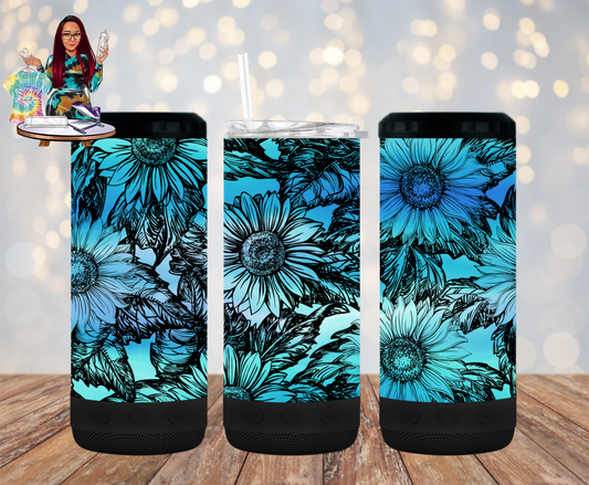 Blue Floral 4 in 1 Bluetooth Speaker Cup