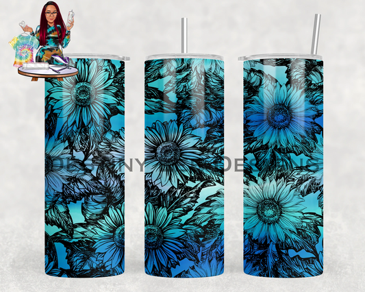 Blue Floral Tumbler