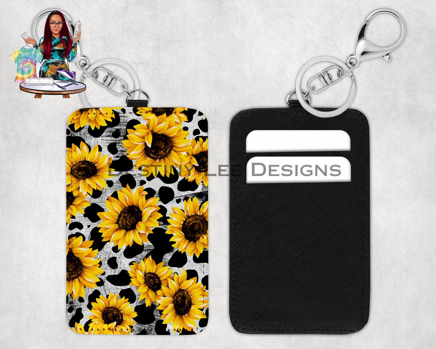 Sunflower Card Holder Keychain