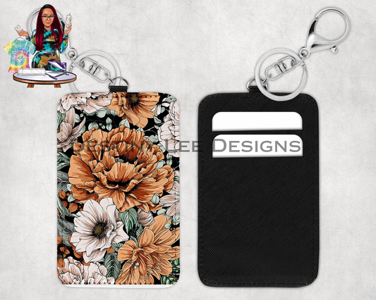 Nude Floral Card Holder Keychain