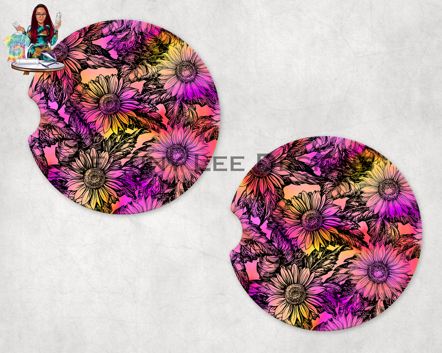 Pink Floral Car Coasters