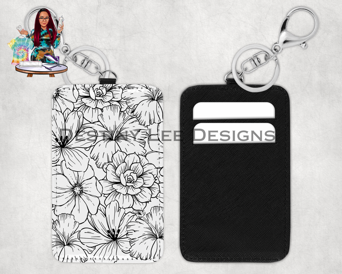 Floral Card Holder Keychain