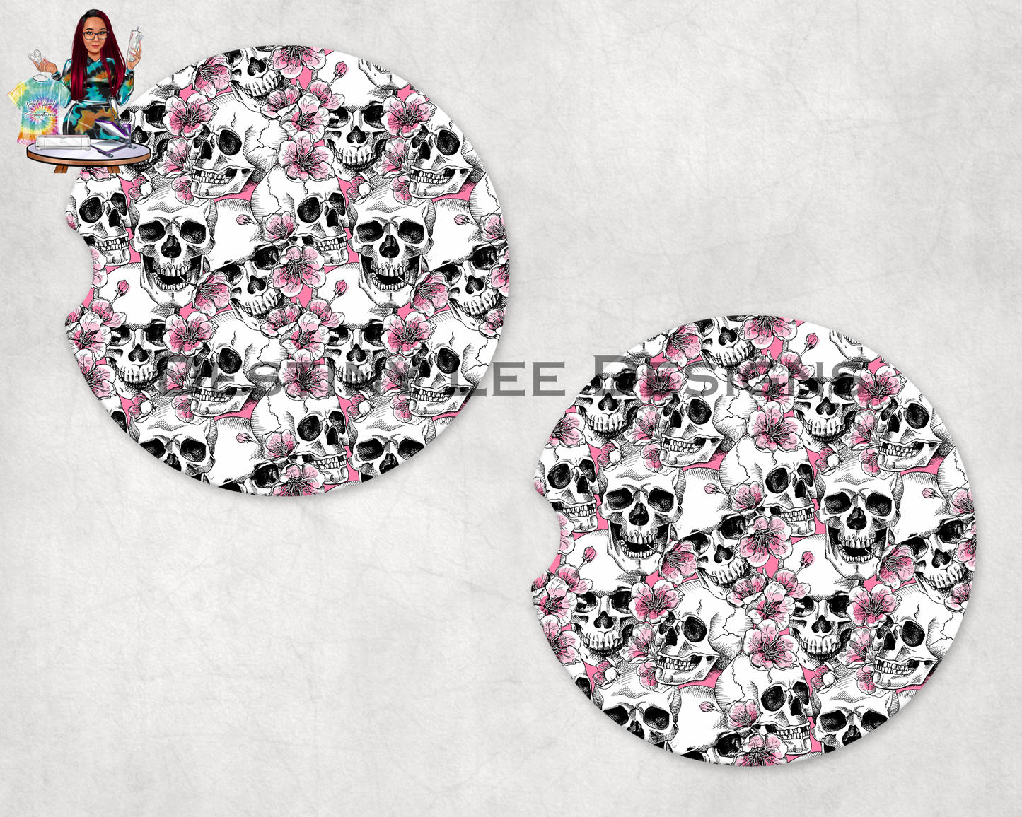 Pink Skeleton Car Coasters