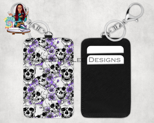 Purple Skeleton Card Holder Keychain