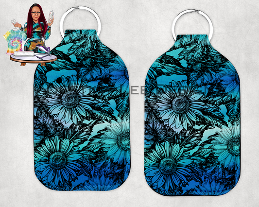 Blue Floral Hand Sanitizer Holder