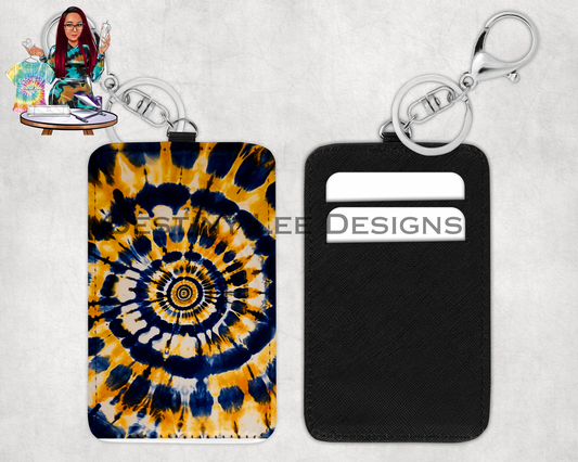 Blue Tie Dye Card Holder Keychain